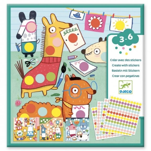 Djeco - Knutselset creëren met stickers dieren