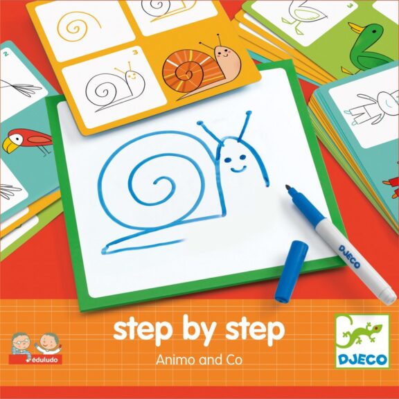 Djeco - Tekenkaarten step by step dieren