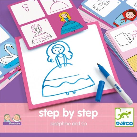 Djeco - Tekenkaarten step by step prinsessen