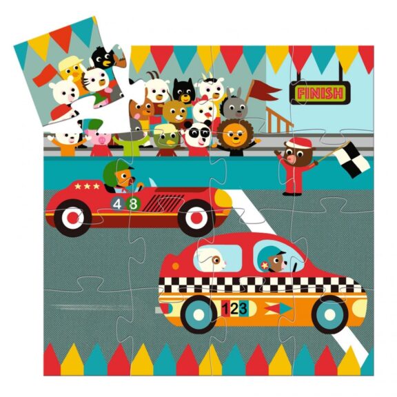 Djeco - Puzzel raceauto - 16 stukjes - Afbeelding 2
