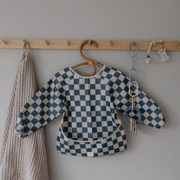 Mushie - Long sleeve bib Olive check - Afbeelding 3