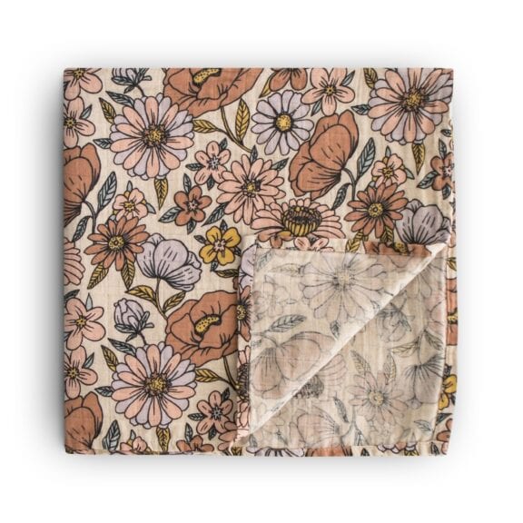 Mushie - Swaddle 120x120 Retro Flowers