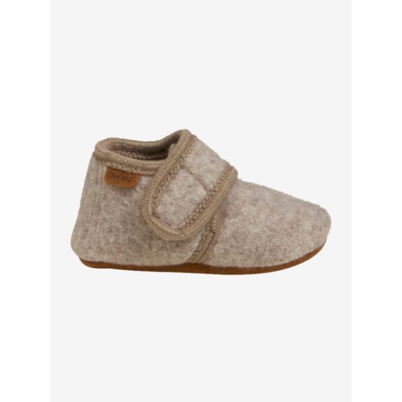 En Fant - Baby Wool slippers Sand slofjes babyschoentjes wol fleece stappers klittenband kraamcadeau