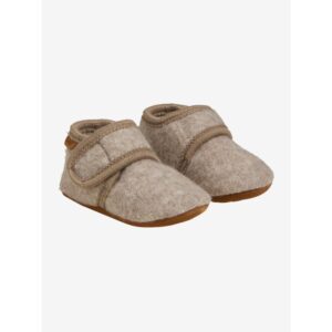 En Fant - Baby Wool slippers Sand slofjes babyschoentjes wol fleece stappers klittenband kraamcadeau