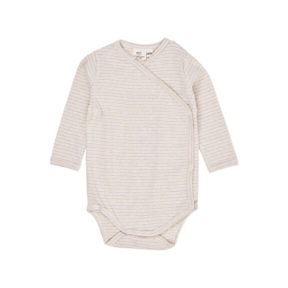 Copenhagen Colors BABY STRIPED WRAP BODY LONG SLEEVE BEIGE STRIPE overslagromper babykleding kraamcadeau streepjes