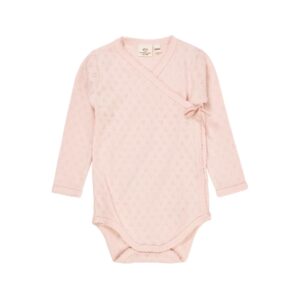 Copenhagen Colors POINTELLE HEART CROSSOVER BODY LS DUSTY ROSE overslagromper babykleding kraamcadeau hartjes