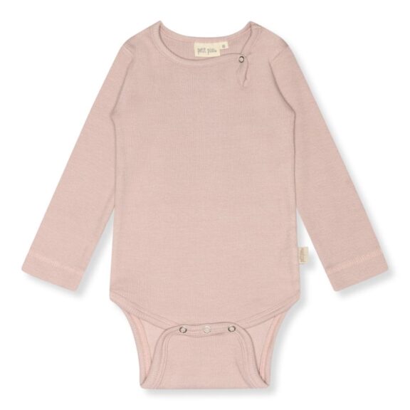 Petit Piao Body L-S Modal - Adobe Rose roze effen romper lange mouw babykleding kraamcadeau