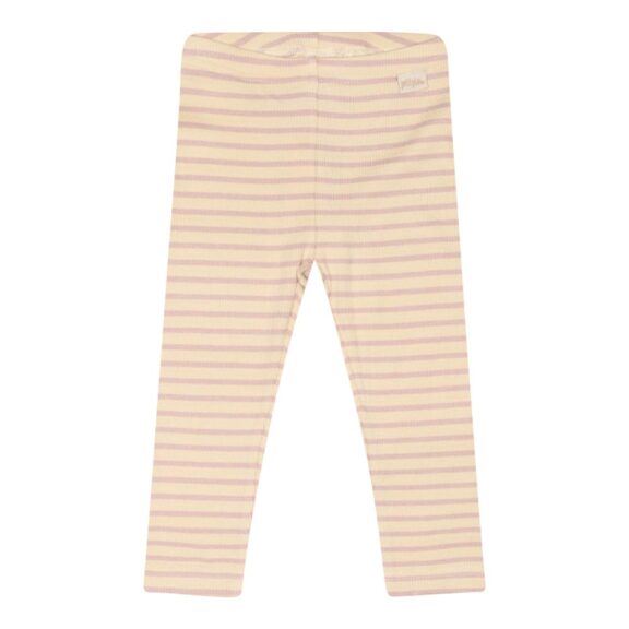 Petit Piao Legging Modal Striped - Adobe rose-dark off white babykleding babybroekje kraamcadeau biologisch katoen roze gestreept