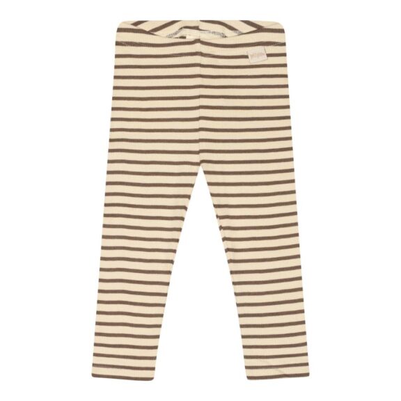Petit Piao - Legging Chocolate Brown stripe geboortepakje unisex rib kraamcadeau boxpakje babykleding gestreept