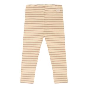Petit Piao Legging Modal Striped - Light sand-dark off white babykleding babybroekje kraamcadeau biologisch katoen zand beige gestreept