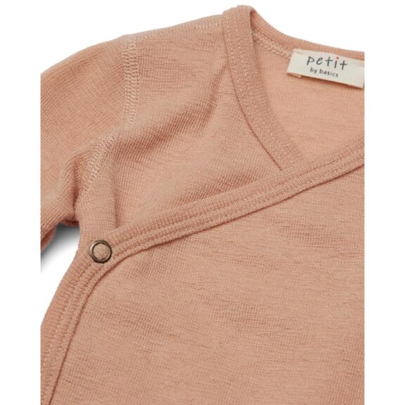 Petit by Basics overslagromper nude merinowol wol merino warmteregulerend zelfreinigend duurzame babykleding winterkleding unisex