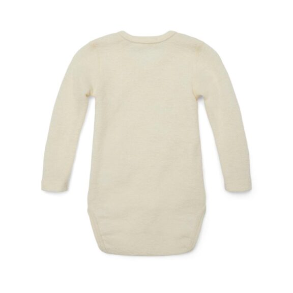 Petit by Basics overslagromper off-white merinowol wol merino warmteregulerend zelfreinigend duurzame babykleding winterkleding unisex