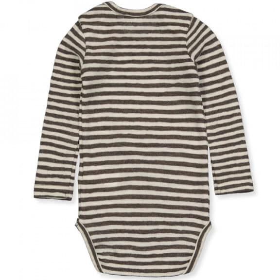 Petit by Basics romper merino stripe bruin gestreept newborn new born babykleding kraamcadeau kraamkado geboortepakje warmte wol