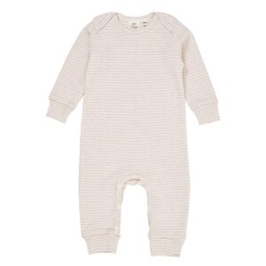 Copenhagen Colors STRIPED LONG SLEEVED ROMPER W LAPNECK BEIGE STRIPE kruippakje babykleding kraamcadeau hartjes