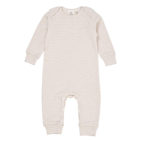 Copenhagen Colors STRIPED LONG SLEEVED ROMPER W LAPNECK BEIGE STRIPE kruippakje babykleding kraamcadeau hartjes