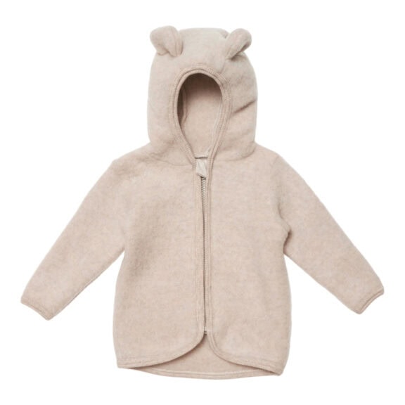Huttelihut - Wolfleece jasje met oortjes beige