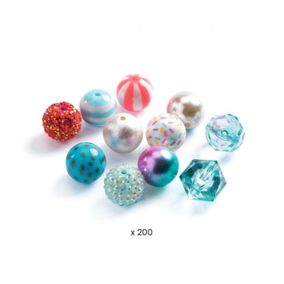 Zilverkleurige bellenkralen van Djeco voor kinderen, perfect voor het maken van sieraden en knutselprojecten.