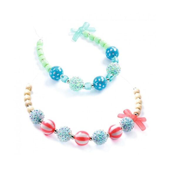 Zilverkleurige bellenkralen van Djeco voor kinderen, perfect voor het maken van sieraden en knutselprojecten.