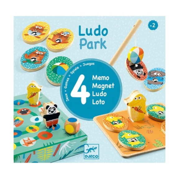 LudoPark van Djeco, een veelzijdig spel met vier verschillende spelvarianten voor uren speelplezier met vrienden en familie
