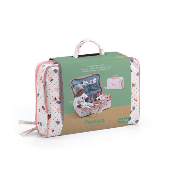 Lieve pop Cerise van Djeco, verpakt in een mooie draagkoffer, perfect voor kinderen om overal mee naartoe te nemen.