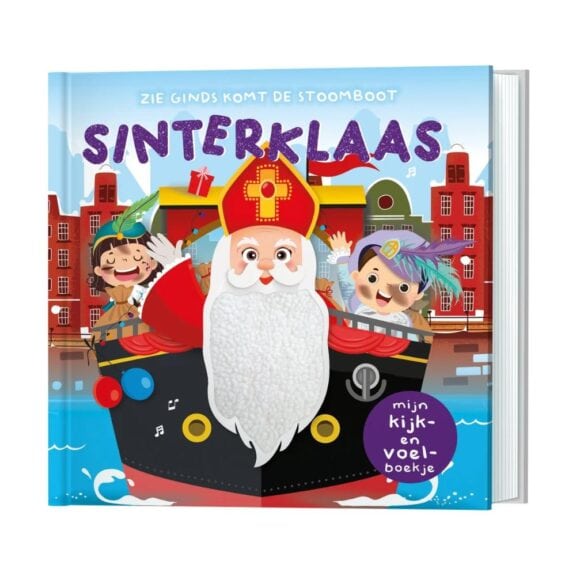 Kijk en voel boekje - Sinterklaas Sint Nicolaas Goedheiligman cadeau schoencadeau boek prenten piet ozosnel stoomboot