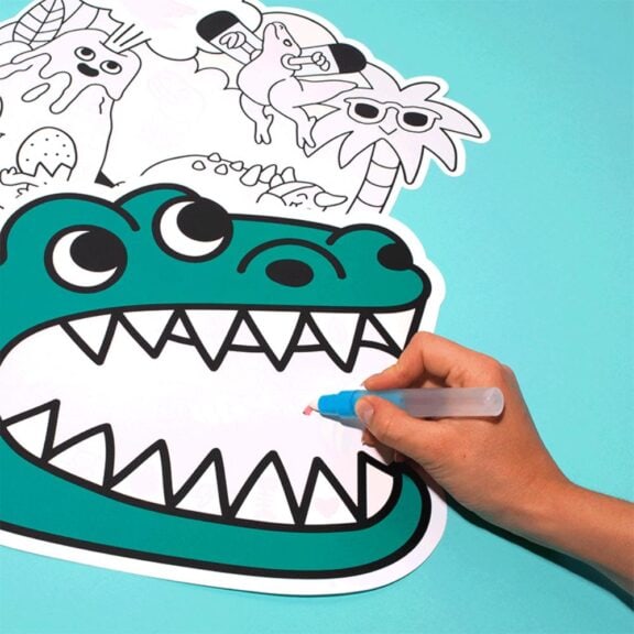 OMY - Kleuren met water - Placemats dino creatief kleurplaat placemat verven