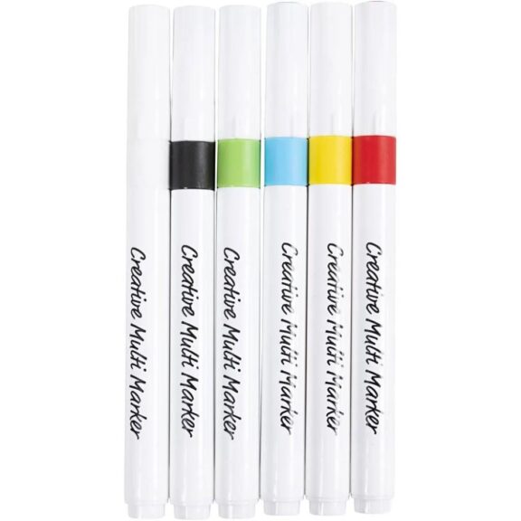 Set van 6 Creative multi-stiften van Creativ Company, ideaal voor diverse knutselprojecten met heldere en duurzame kleuren.