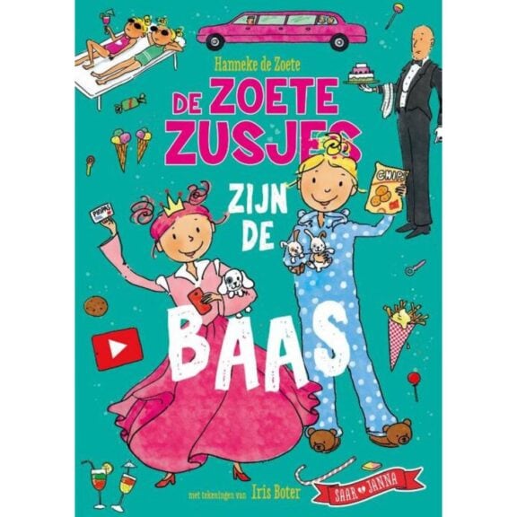 Boek De Zoete Zusjes zijn de baas, een humoristisch verhaal over de avonturen van Saar en Janna, bekend van YouTube.