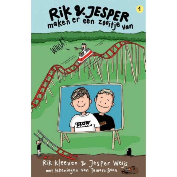 Boek Rik & Jesper maken er een zooitje van, een humoristisch kinderboek vol avonturen en chaos van het duo Rik en Jesper.