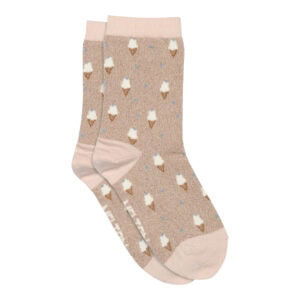 Melton - Ice Cream glitter socks beige