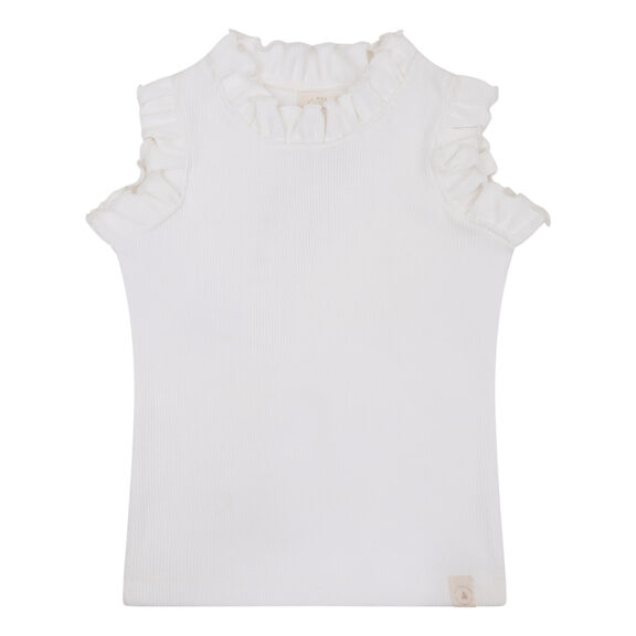 Navy Natural - Ruffle Top White Rib