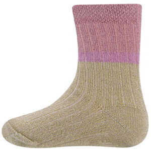 Ewers - Sokken rib glitter beige/roze