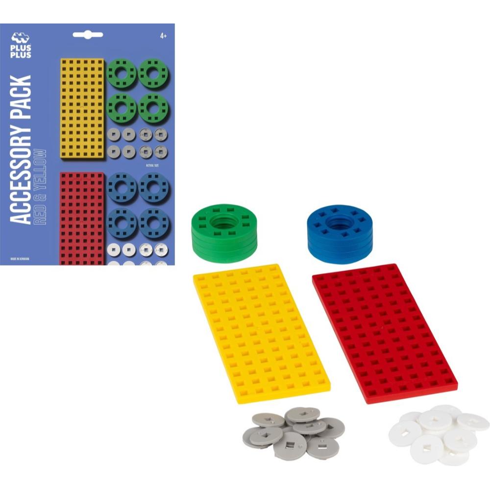 Plus-Plus - Bouwplaat Geel/rood + wielen - Afbeelding 2