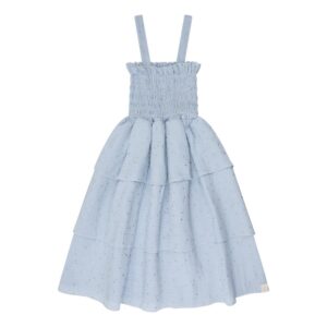 Navy Natural - Ruffle Dress Blue & Gold