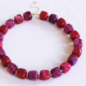 Bazou - XL Kralen ketting Magenta/Cherry