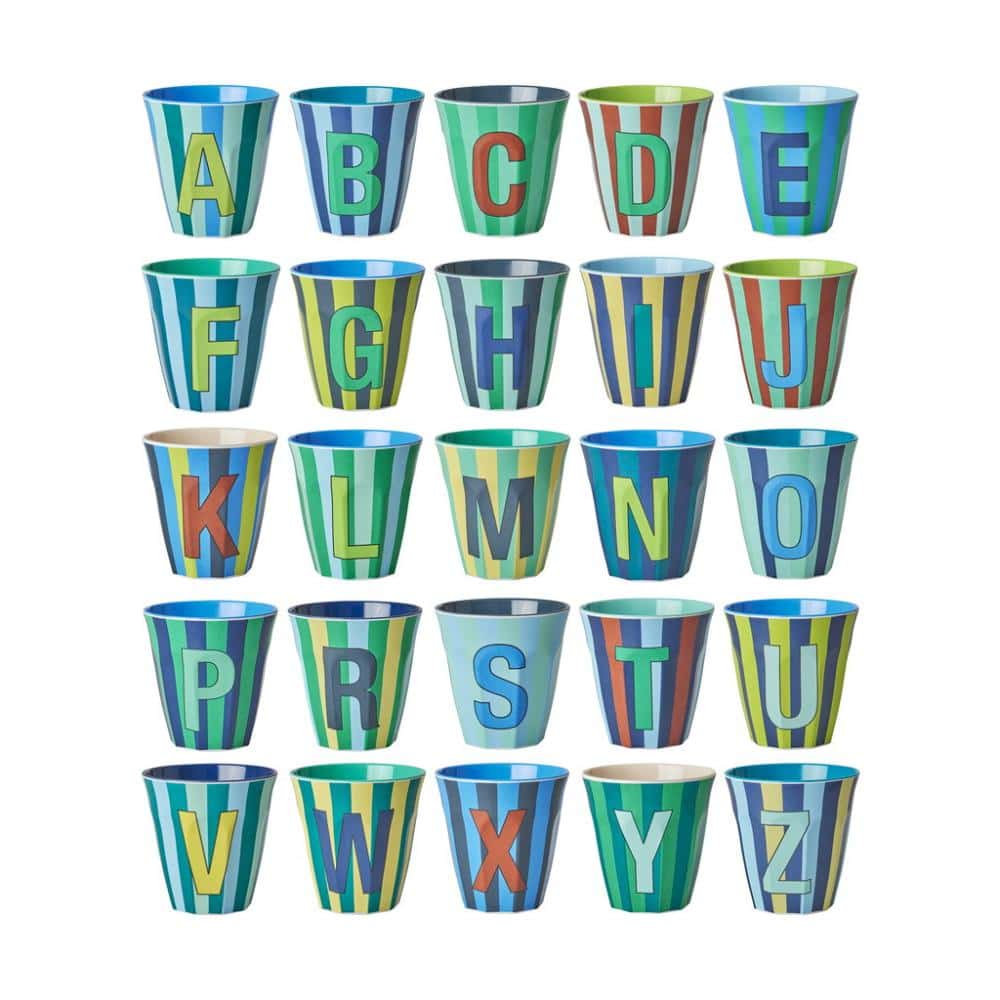Rice - Kinderbeker Melamine Alfabet Blue