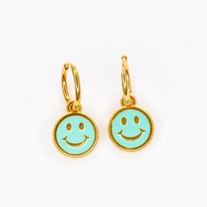 Feestbeest Kids - Oorbellen Smiley turkoois