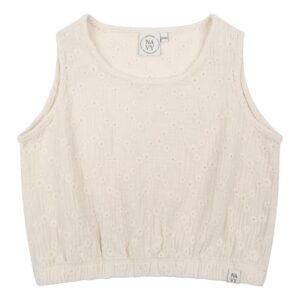 Navy Natural - Pippa Top White Heart Broderie