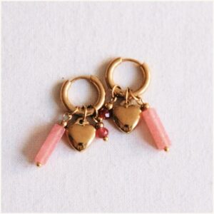Bazou - Brede Oorring Tube/Facet/Hart Roze