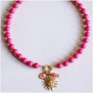 Bazou - Kralen Ketting Miyuki's Fuchsia/Oranje