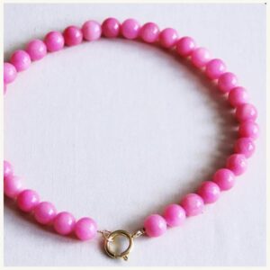 Bazou - Kralen ketting natuursteen XL Fuchsia