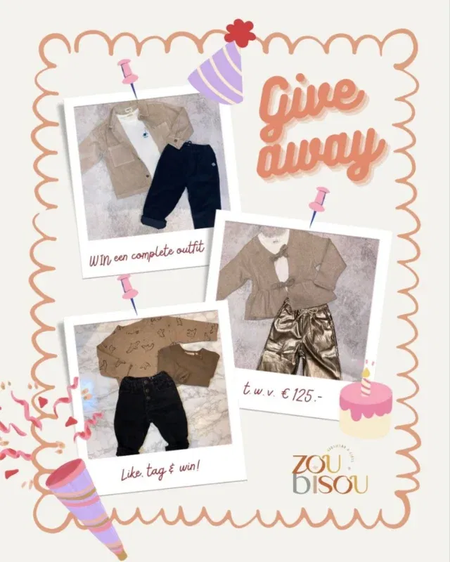 🚫WINACTIE GESLOTEN 🚫

🎉 WIN EEN COMPLETE OUTFIT 🤩

Onze winkel bestaat 2 jaar en daarom is het de hele week al feest! We willen dit ook met jou vieren ❤️

Als dank voor twee jaar aan lieve klanten, fantastische support en zoveel mooie momenten in de winkel én online, geven we een complete outfit weg t.w.v. € 125,-.

Wil je jouw kind laten stralen in een nieuwe outfit tijdens de feestdagen? ✨ Of zoek je juist een warme winterlook? Jij kiest zelf de outfit en wij trakteren 🥰

Hoe doe je mee?

1. Volg @zoubisoukids 
2. Like deze post 
3. Tag minimaal 2 vrienden die deze winactie ook niet mogen missen 
Deze post delen in stories wordt erg gewaardeerd, maar is niet verplicht 💋

➡️ We maken de winnaar bekend op 2 december a.s. in onze stories.

Let op: we rekenen voor de winactie met de originele prijzen (dus zonder eventueel lopende kortingen).

💛 Bedankt voor twee prachtige jaren en op naar nog veel meer!

Doe je mee?

#zoubisoukids #winactie #giveaway #wineenoutfit #winnen #feestoutfit